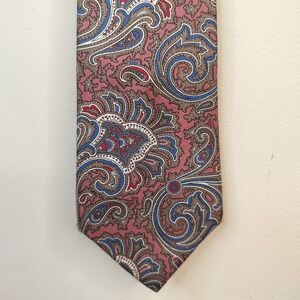 Carson Pirie Scott Vtg Silk Tie Mens Paisley Traditional Pink Blue Brown